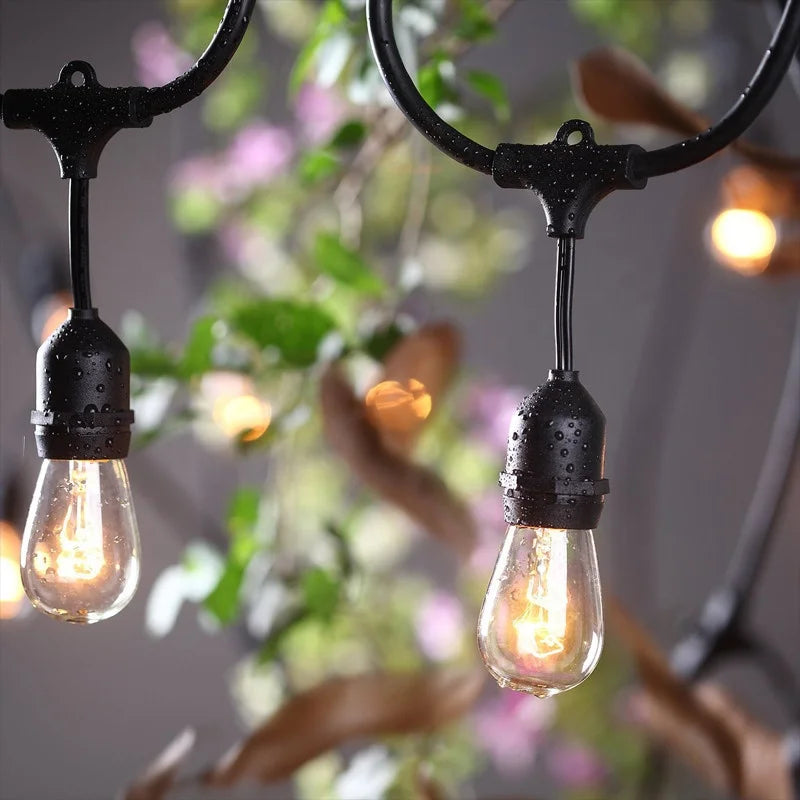 14.4m 15 Vintage Copper LED Warm White Cafe Garden Wedding Party Holiday Festoon String Lights IP65 Waterproof CE Certified