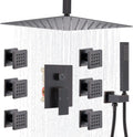 3 Functions Ceiling Mount Shower System with Body Jets and Hand Spray Bathroom Shower Combo Set