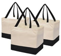 Customized Reusable Canvas Shopping Bag Heavy Duty Foldable Large Canvas Tote Bag With 5 Pockets