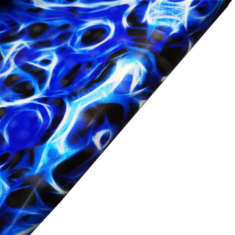 3D Flame Pattern Blue Color TPU Mirror Leather For Shoes Bag Garment Decorative Material