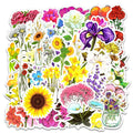 50Pcs Cartoon Flowers Fresh Girl Graffiti Stickers for Car Laptop Refrigerator Flowers Blooming Element Sticker