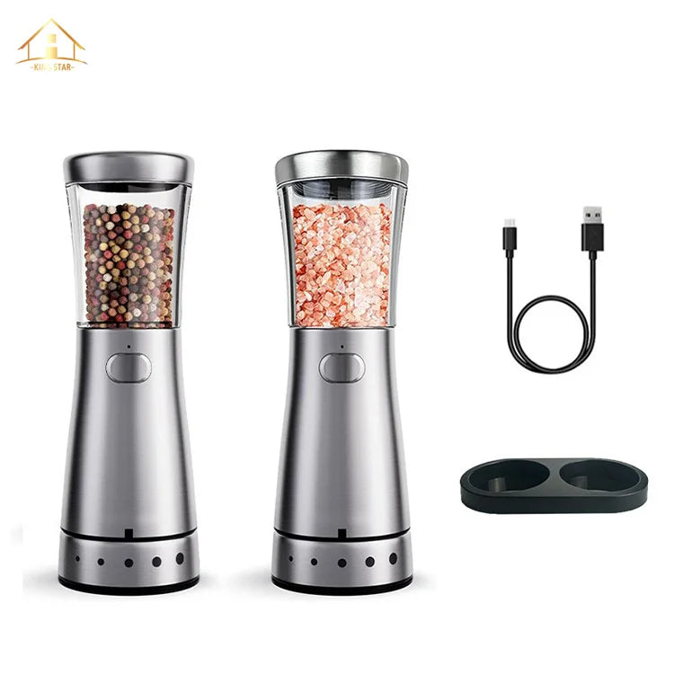 USB Rechargeable Electric Salt and Pepper Grinder Set Gravity Salt and Pepper Grinder