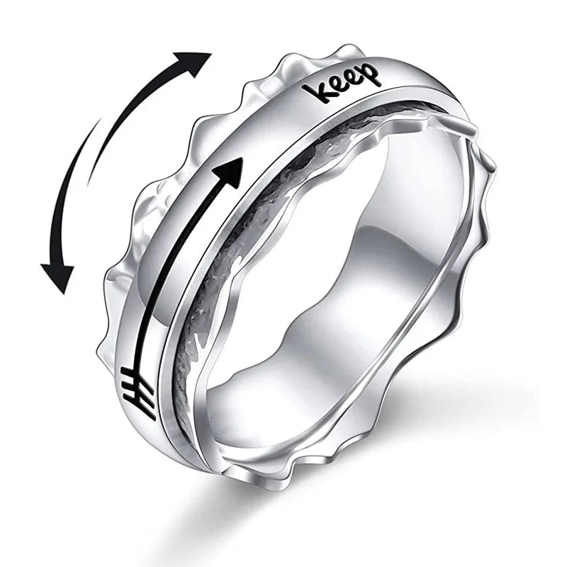Personalized Stainless Steel Rotating Rings Newest Spinner Fidget Ring Jewelry Anti Anxiety Ring Women Men