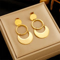 Simple New Tarnish Free 18k Gold Plated Stainless Steel Round Drop Earrings for Women Jewelry