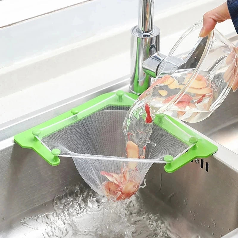 Sink Garbage Storage Rack Holder Sink Drain Strainer Triangular Sink Stopper With Leftovers Filter Bag