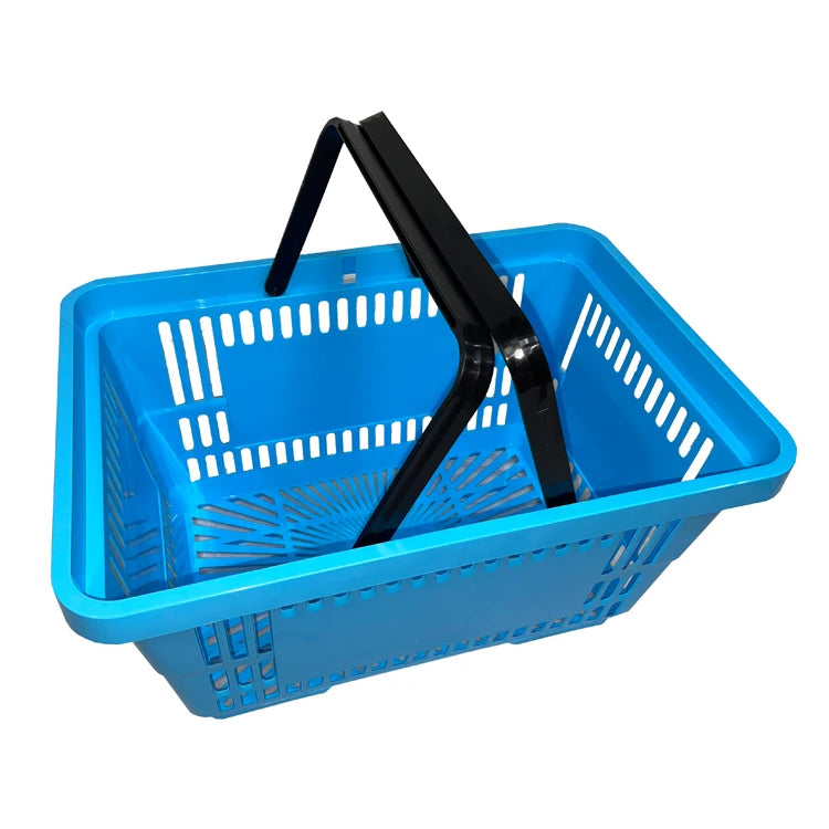 Ensure 22L Blue HDPP Plastic 2 Handles Eco-Friendly Supermarket Shopping Trolley with Custom Logo for Ages 6+