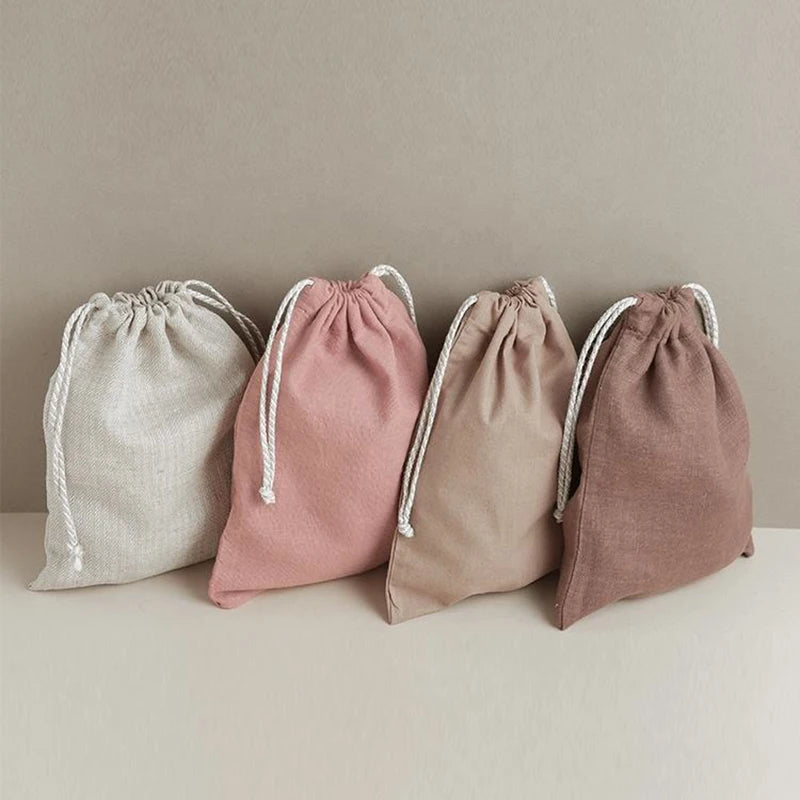 Custom Logo Canvas Double String Handbag Drawstring Shopping Bags Promotion Cotton Drawstring Shoe Bag