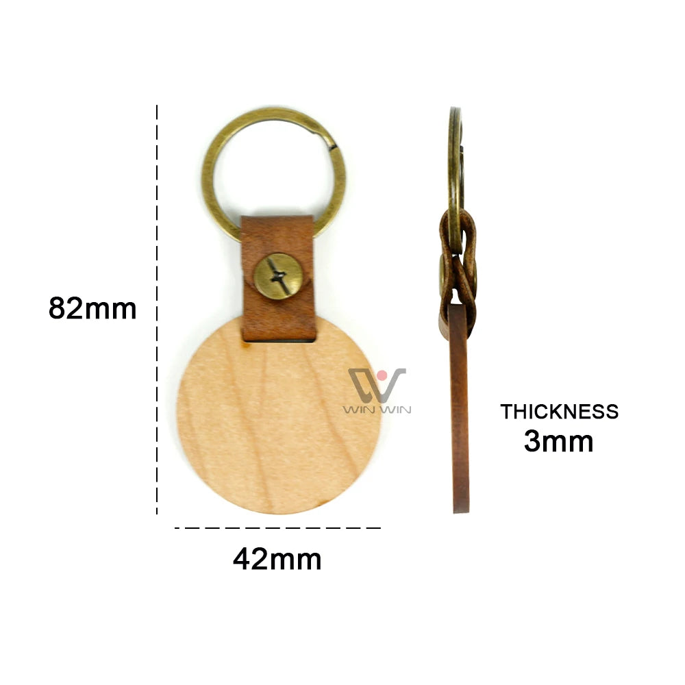 Free Shipping DIY Wood Items Natural Cherry Wood Keyring Blanks