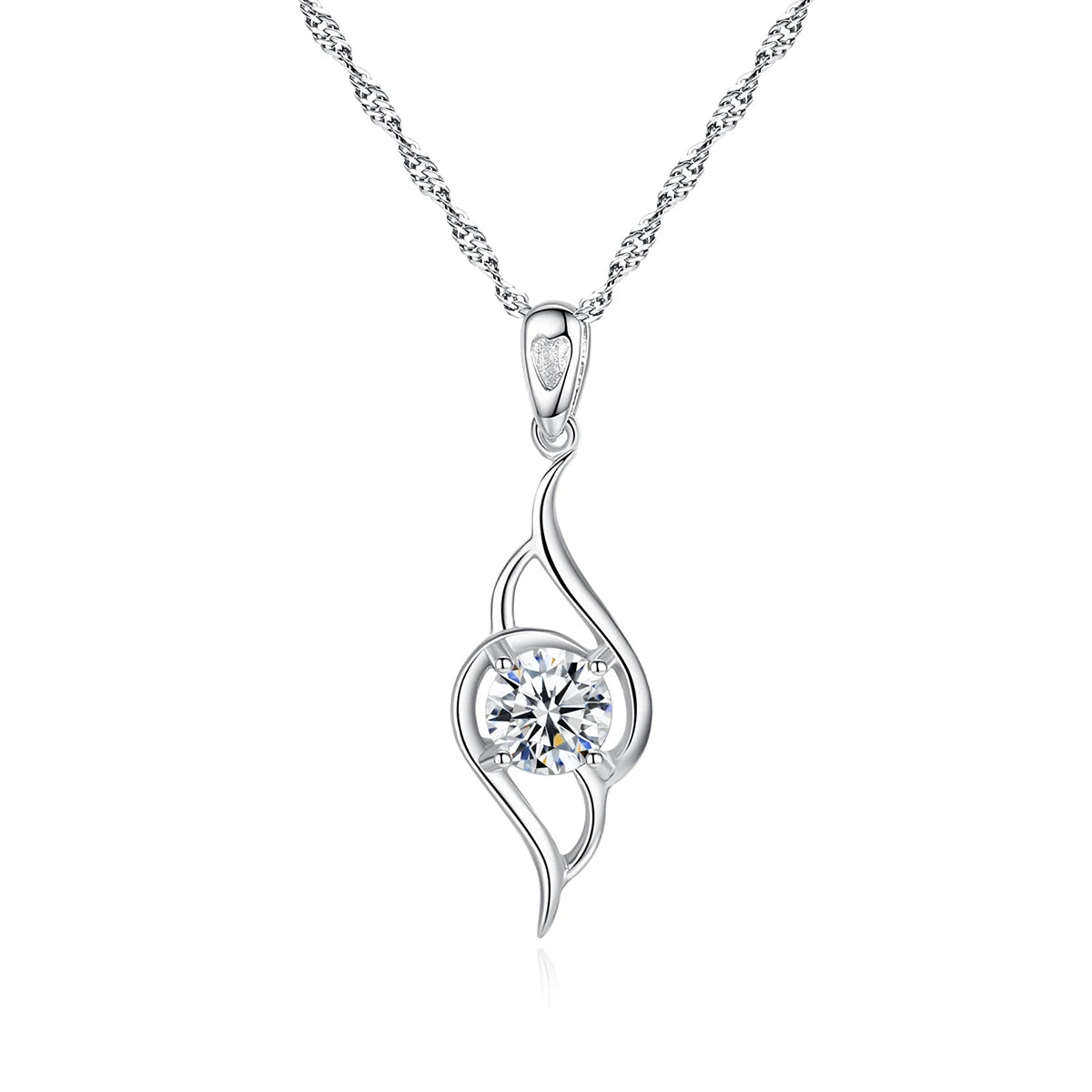 CZCITY Hot Sale Fashion Women Necklace Jewelry Cubic Zirconia Dainty Sterling Silver Necklace Big Diamond