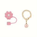 Straw Covers Cap with Letter Cute Flower Straw Toppers for Tumblers