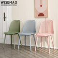 WISEMAX FURNITURE Nordic Furniture Plastic Frame Leather Soft Cushion Dining Chair Mesh Shape Backrest Stackable Plastic Chairs