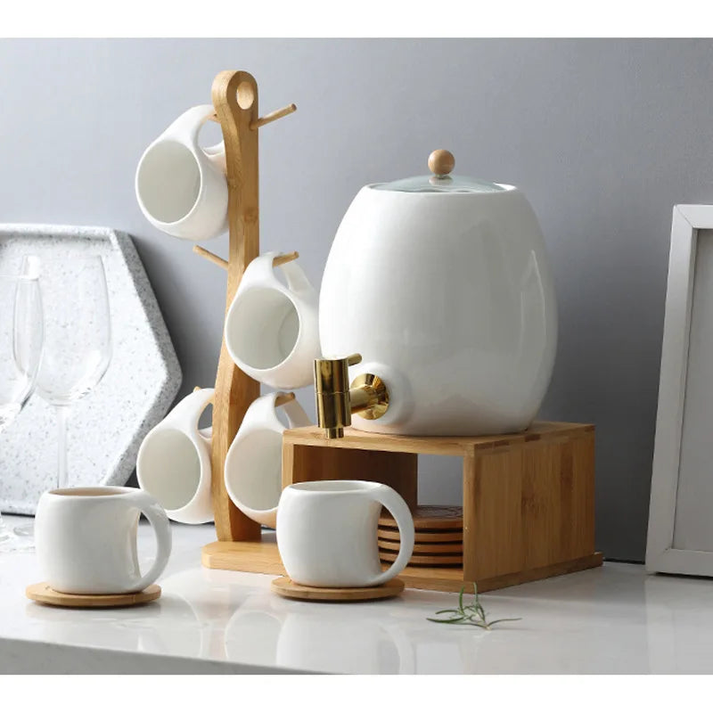 Drop Shipping Nordic Creative 3L Ceramic Cup Set Household Water Cup Cold Kettle Barrel Juice Drink Pot Insulated Water Jugs