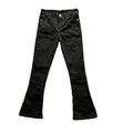 DENIMGUYS Custom Streetwear Black Flare Stacked Boot Cut Wax Waxed Coat Denim Jeans Men
