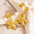 SUMMLY Trend Wholesale Luxury Creative 18K Gold Plated Starfish Charm Pendant Stainless Steel Earrings Fashion Jewelry