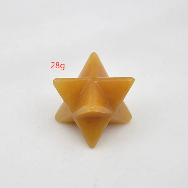 Hongzhuo Wholesale Lot 17pcs Yellow Jade Multi-Color Carved Gemstone 1 Inch Merkaba Star Healing Sacred Geometry Chakra Stone Crafts