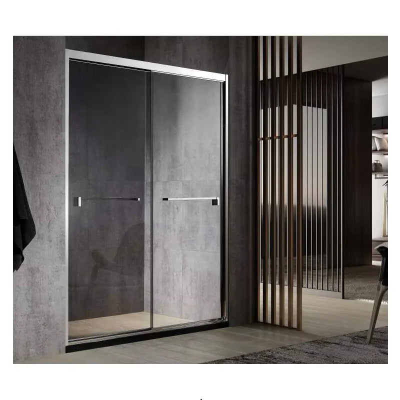Popular Design Sliding Bathroom Shower Glass Door With Black Aluminium Frame Bathroom Doors