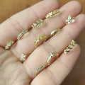 ZF 20G 14K Gold Plated Paved Flower Leaf Feather Shiny CZ Cartilage Hoop Nose Rings for Women Nose Piercing Jewelry