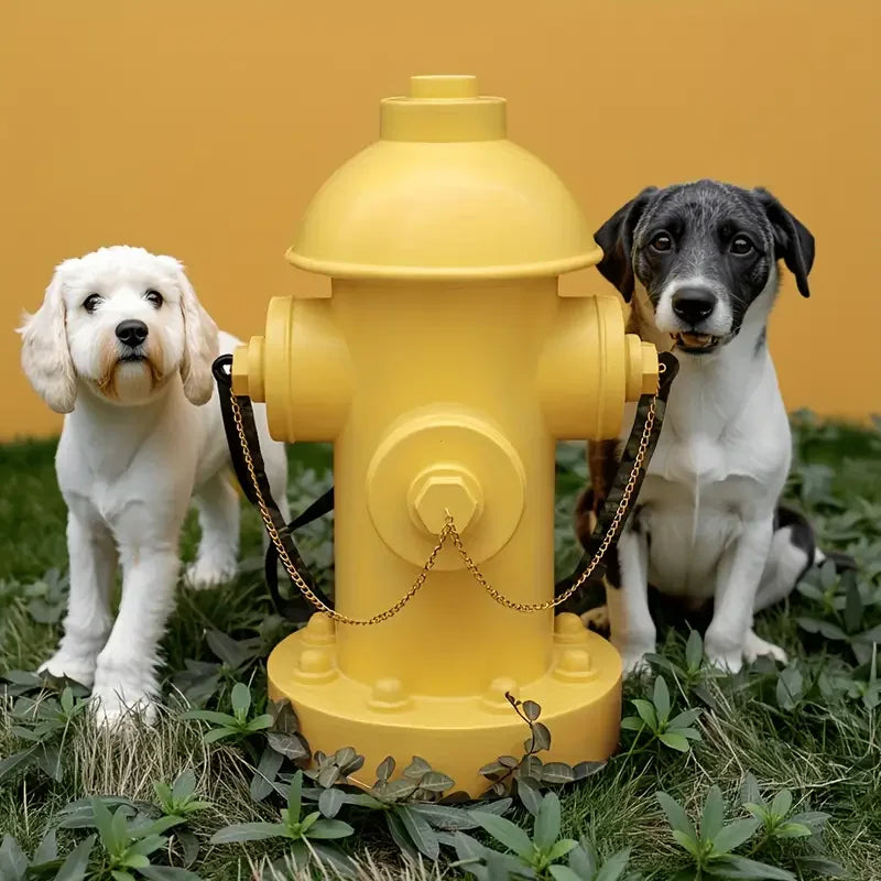 Yellow Resin Fire Hydrant Garden Ornament with Realistic Chain Detail Vibrant Lawn Decor for Outdoor Yard Decorations