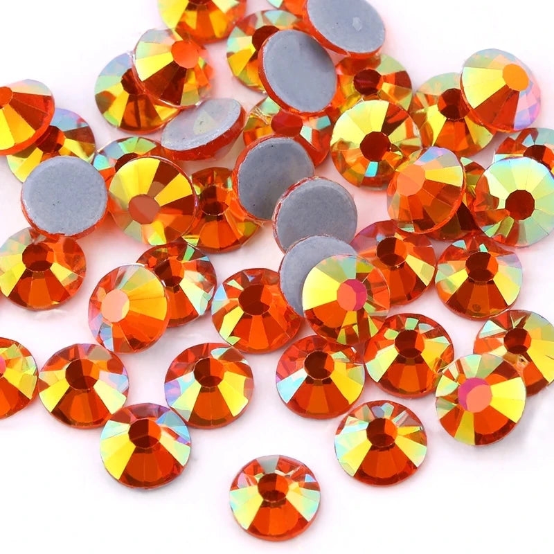 High Quality Sun AB Crystal Glass Hot Fix Rhinestones for Garment Decoration Flat Back Iron on Eco-friendly Rhinestone