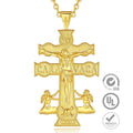 Religious Jewelry 925 Sterling Silver 18K Gold Plated Jewellery Caravaca Double Cross Pendant Necklace for Man