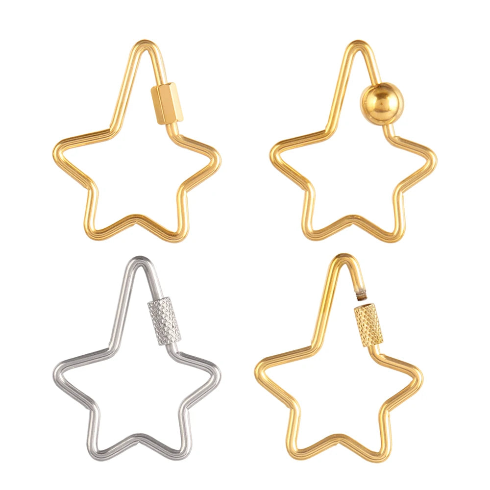 4PCS 316L Gold Stainless Steel Irregularity Screw Clasp Jewelry Making Necklace Findings Lobster Clasp Lock Hook Connector