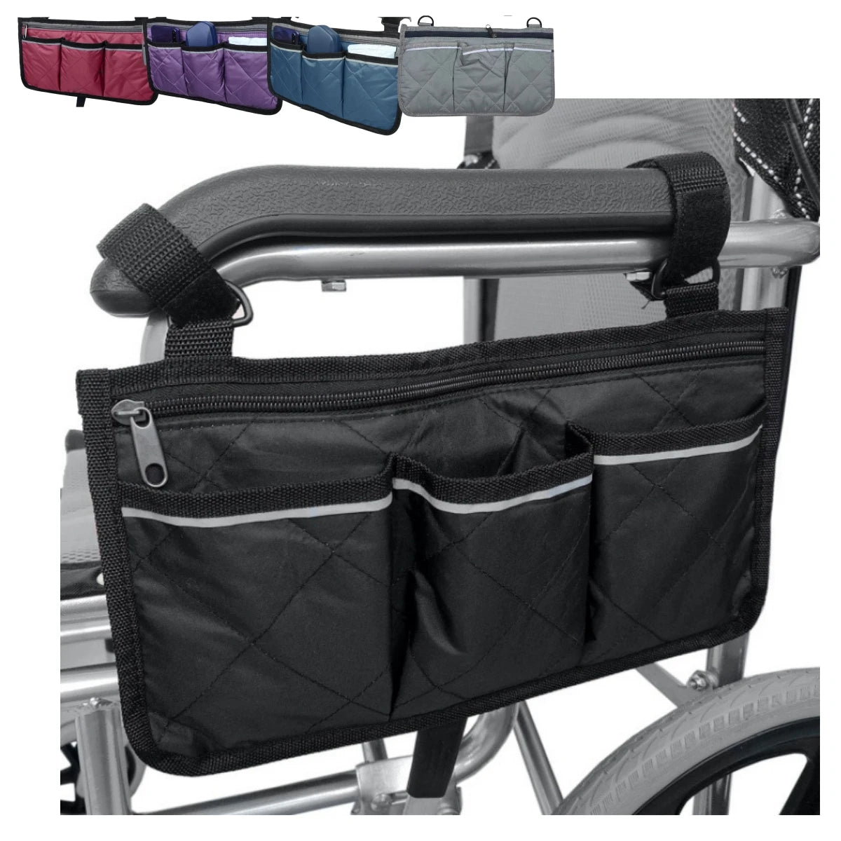 Wheelchair Side Armrest Bag Portable Storage and Hanging Bag