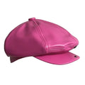 Fashion Women  Hot pink Leather Ivy Caps Newsboy Hat 6 Panel Cabbie Beret Hats PU Leather Ivy Hat