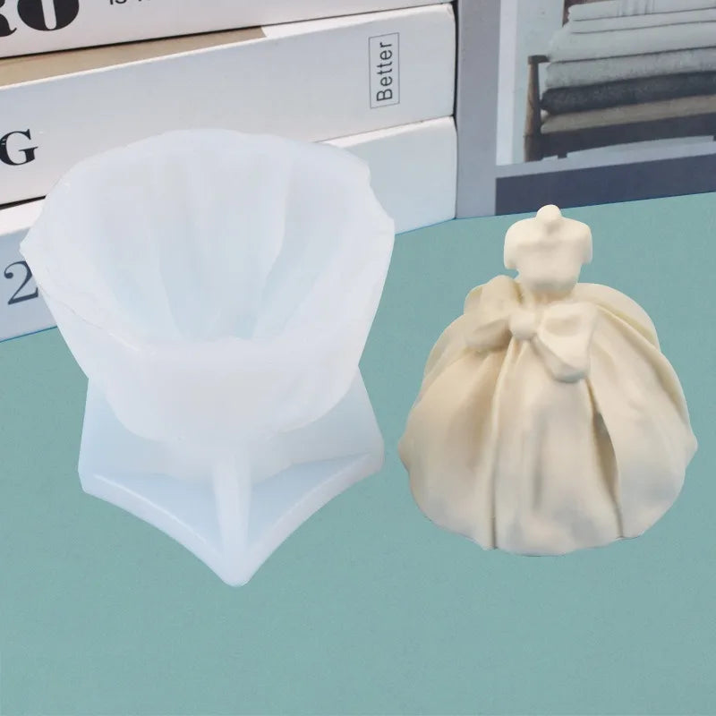 Hot Selling Bow Tie Dress Flip Sugar Silicone Mold DIY Car Mounted Aromatherapy Gypsum Candle Drip Decoration Mold
