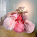 Cute Sleep Doll Plush Fur Keychain PomPom Fox Fur Ball Key Chain Car Keyring Bag Pendant Cartoon Doll Key Ring Gift