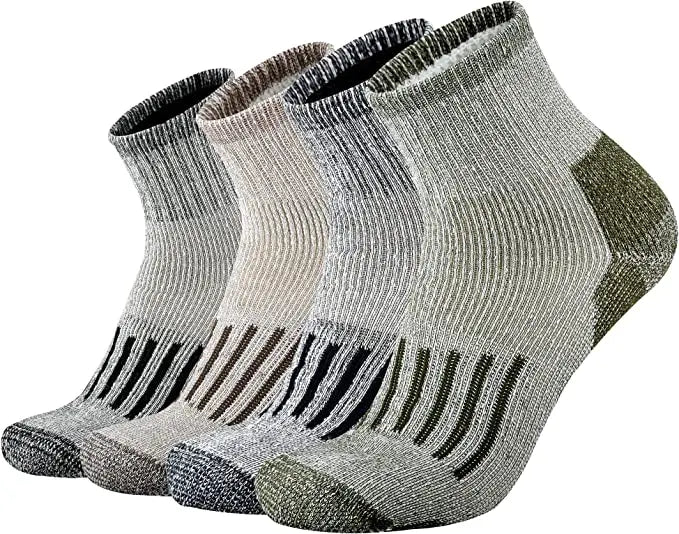 Men's Merino Wool Low Cut Quarter Socks All-Season Outdoor Trail Running Hiking Moisture Wicking Control High-Crew Print Pattern