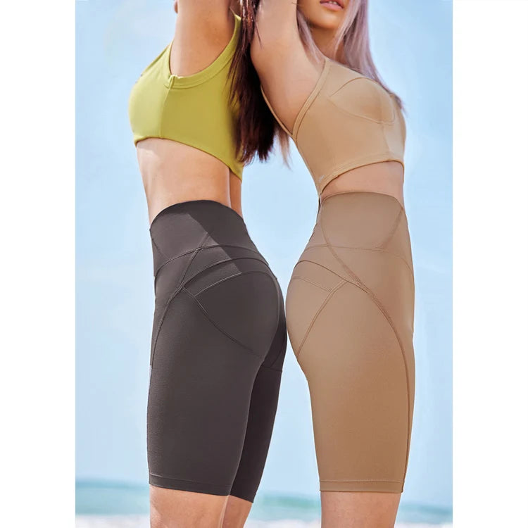 Wholesale High Waist Sports Gym Fitness Shorts for Women Custom Slim Fit Women Workout Yoga Shorts