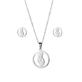 Risingmoon Wholesale Mother's Day Gift Jewelry Set With Card Silver Stainless Steel Mama Pendant Necklace for Mom