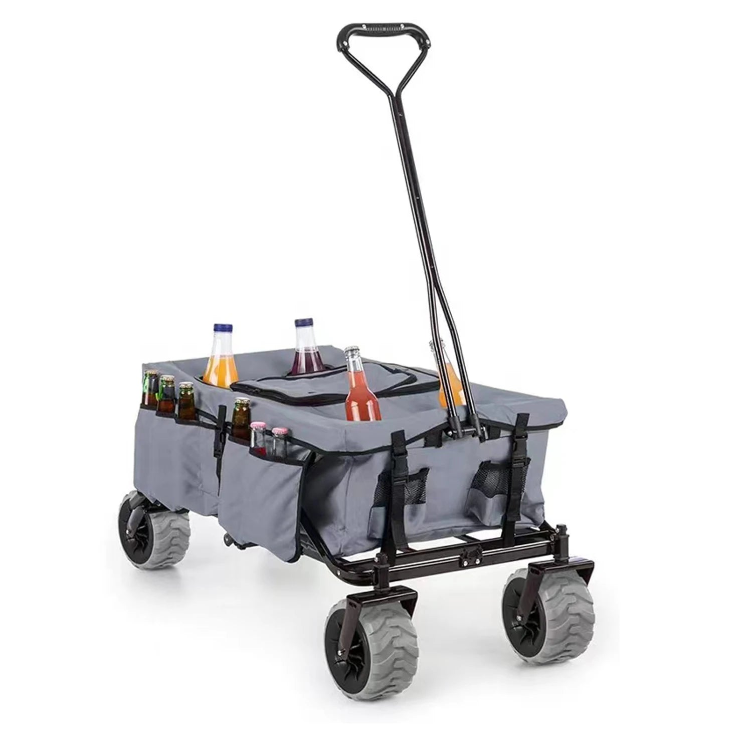 GodsWord Camping Wagon Cart Cooler Heavy Duty Trolley Outdoor Folding Utility Wagon Beach Carts With Cooler Box for Camping