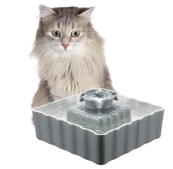 2.1L Square Wave Durable Intelligent Pet Drinking Fountain for Small Animals Ultra Quiet Pump Eco-Friendly Filtration Portable