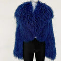 Luxury Fluffy Custom Logo Color Thick Natural Mongolian Sheep Fur Coat Wholesale Winter Women Real Mongolian Lamb Fur Jacket