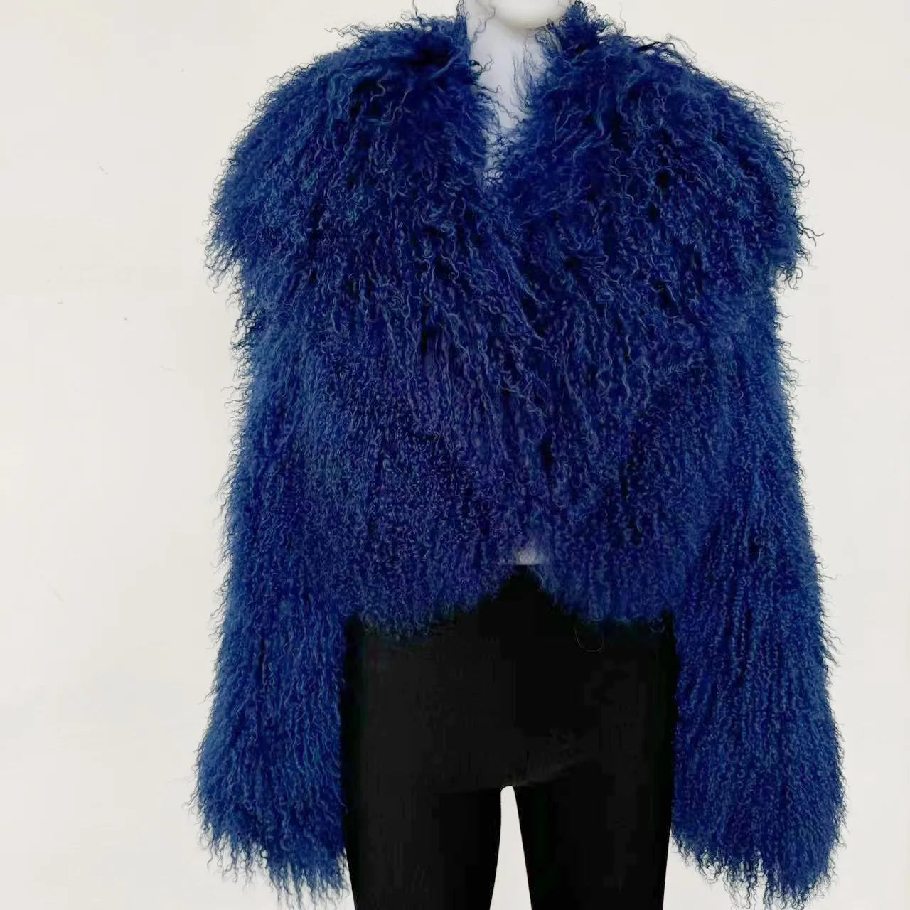 Luxury Fluffy Custom Logo Color Thick Natural Mongolian Sheep Fur Coat Wholesale Winter Women Real Mongolian Lamb Fur Jacket