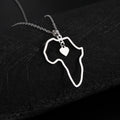 Myshape Hollow Africa Map Stainless Steel Pendant Necklace for Women Geometric Motherland Map Gold Color Chain Necklaces Jewelry