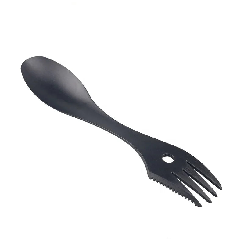 3pcs Eco-Friendly Portable Plastic Camping Tableware Spork Set for Climbing & Outdoor Cooking PP Material Pocket Cookware