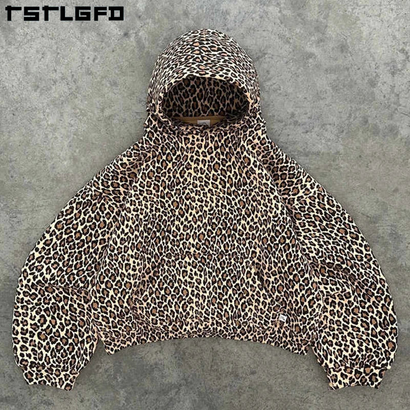 Custom Over Digital  Hunting Camo Hoodie Pullover Men Heavyweight 480gsm 500gsm All Over DTG Leopard Printed Boxy Hoodie Men
