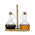 Wholesale New Vertical Striped Glass Oil Dispensing Pot with Handle Olive Oil Bottle Featuring Wooden Plug