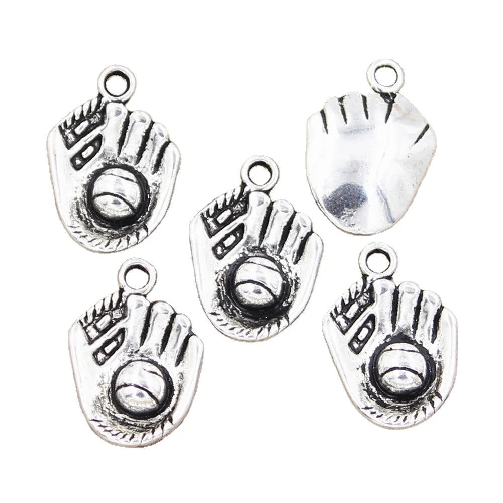 Charms Baseball Glove Mitt 20x14mm Handmade Making FitVintage Tibetan Silver Color PendantsDIY for Bracelet Necklace