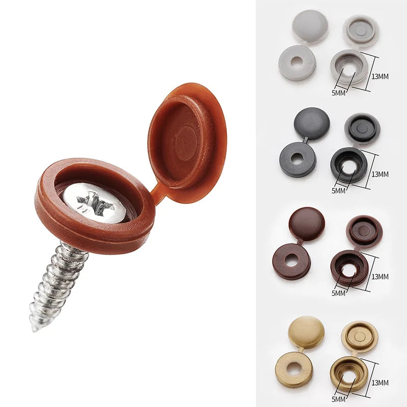 SDPSI100Pcs Hinged Plastic Screw Cap Cover Fold Snap Protective Cap Button for Car Furniture Decorative Nuts Cover Bolts Hardwar