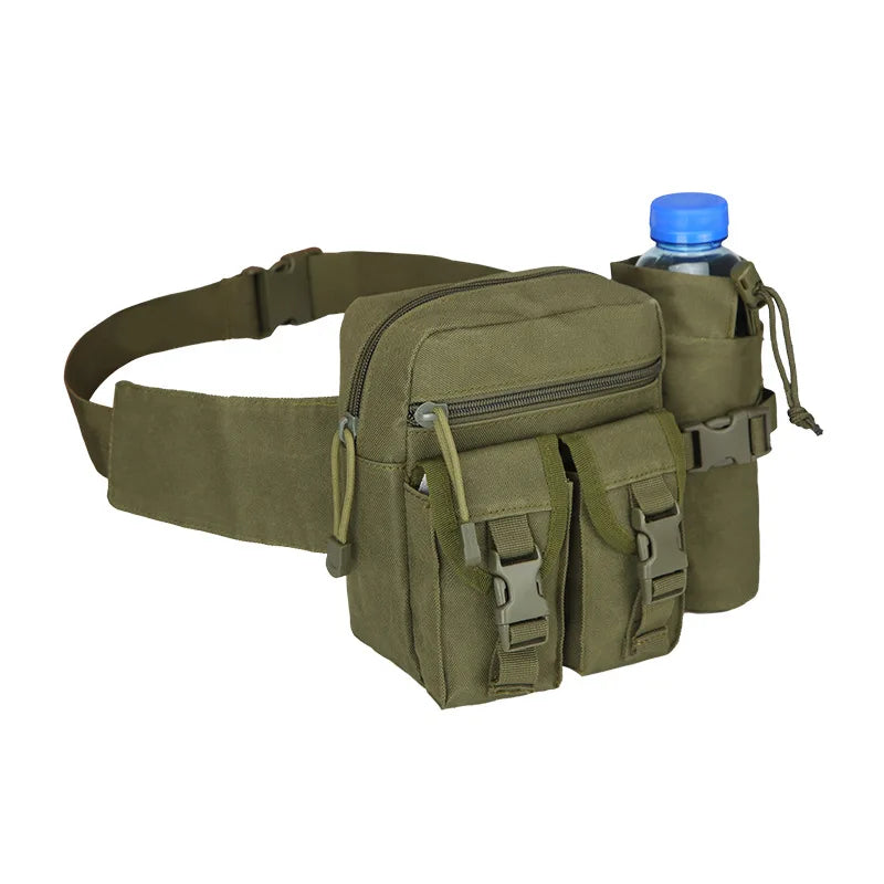 Outdoor Waterproof Waist Shoulder Bag for Hunting Fishing Run Tactical Waist Pack Bag Pouch Fanny Pack with Water Bottle Holder