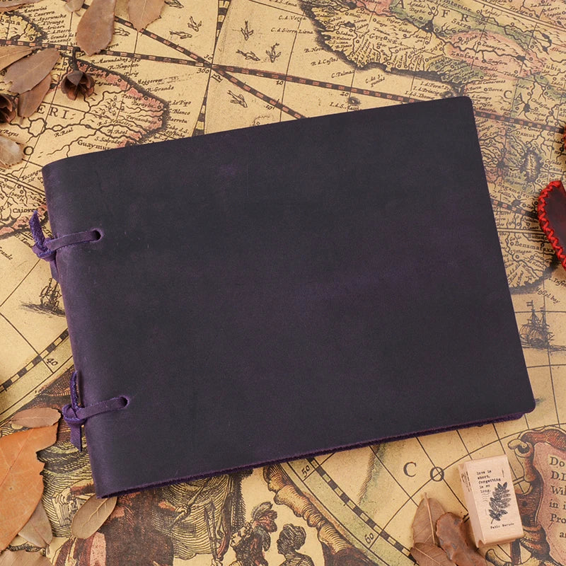 Retro Travel Notebook Teacher Gift Handmade Diary School Office Portable Sketchbook Customized Genuine Leather Journal