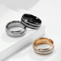 Poya Couple Wedding Band Set Black Rose Gold Tungsten Carbide Ring With  Meteorite Inlay