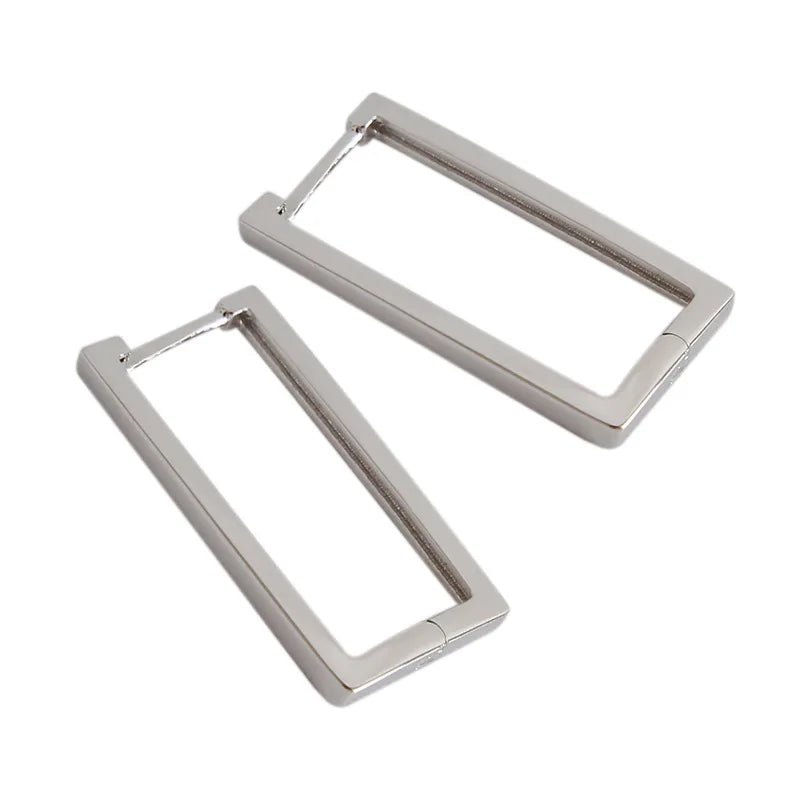 Simple Geometric Pure 925 Silver Earrings Geometry INS Square Big Hoop Earrings Sterling Silver Jewelry for Women