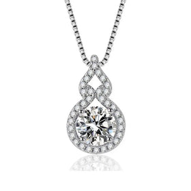 OLAN Fashion Jewelry 1.0ct Round Cut VVS1 Moissanite Gourd Pendant 925 Sterling Silver Necklaces for Women Wedding