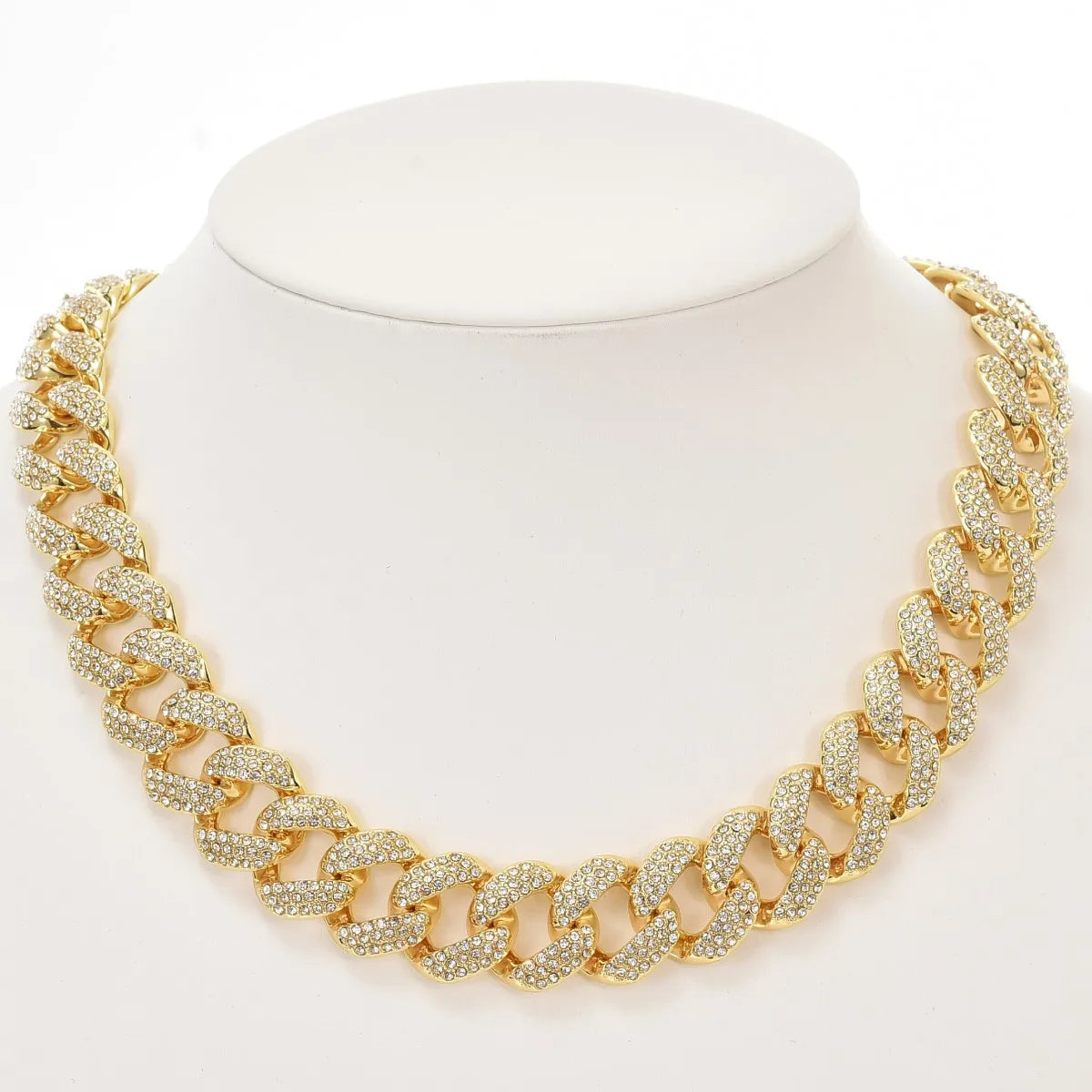 European and American Hip Hop Classic 16mm Full Drill 3-Row Cuban Chain Fashionable Necklaces
