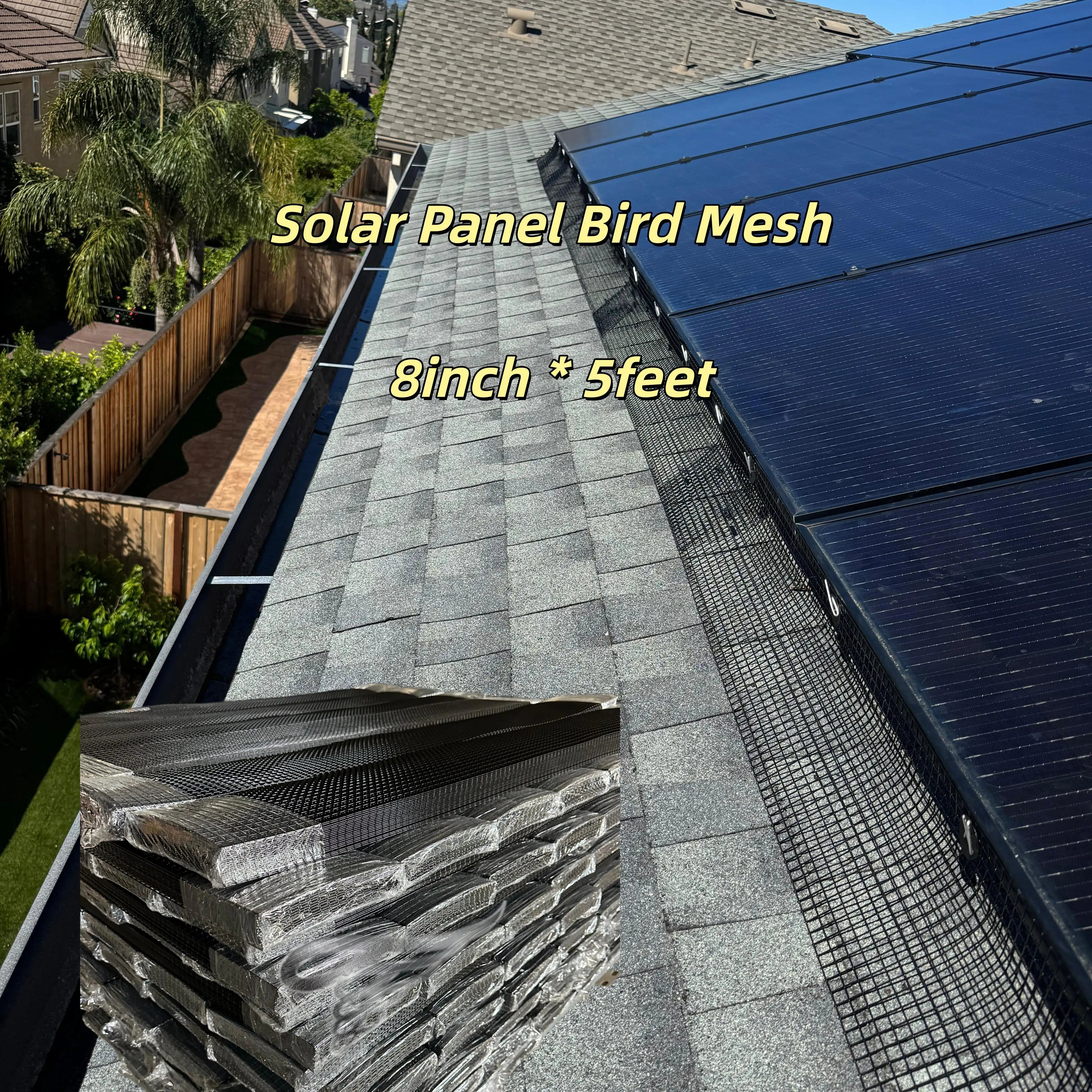 5ft X 8in Spanish Tile Solar Panel Mesh Cut Pieces Pre-Cut Bird Control & Rodent Guard for Curved Tile Roof