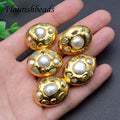 Jewelry Making Supplier Natural FreshWater Pearl Tourmaline Clay Gold Plated Oval Shape DIY Stone Pendant Beads